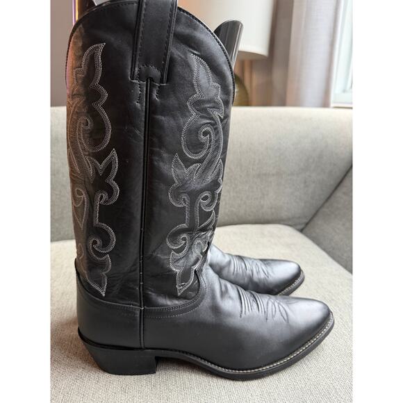 Justin Mens Black London Calf Leather Western Boots 13in Cowboy Black Sz 10.5 main image 12